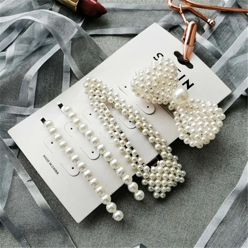 24Styles Korea Hairpins Set Elegant Simulated-pearl Hair Clips Star Leaf Shell Hairclip Pins Women Hairwear Jewelry Accessories
