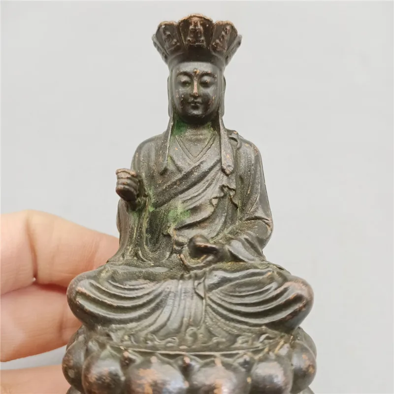 Chinese Tibet Buddha Bronze Statue Ksitigarbha King Old Copper Statue