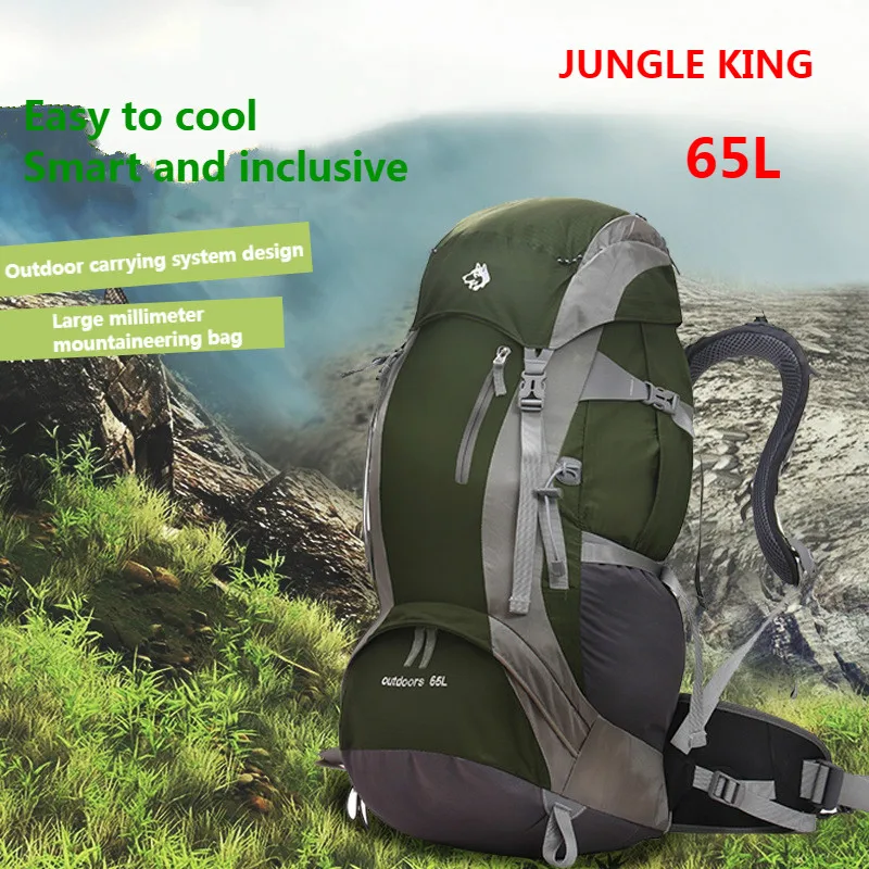 JUNGLE KING NEW Outdoor Large Capacity 65L Professional Mountaineering Bag Men and Women Sports Traveler Hiking Backpack 1.8KG