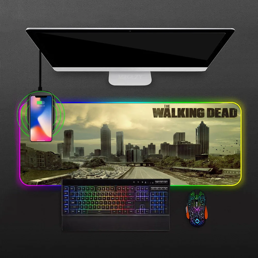 The Walking Dead TV Show Mouse Pad with Backlight Rug Long Padding Computer and Office Desk Accessories Deskmat Mat with Rgb