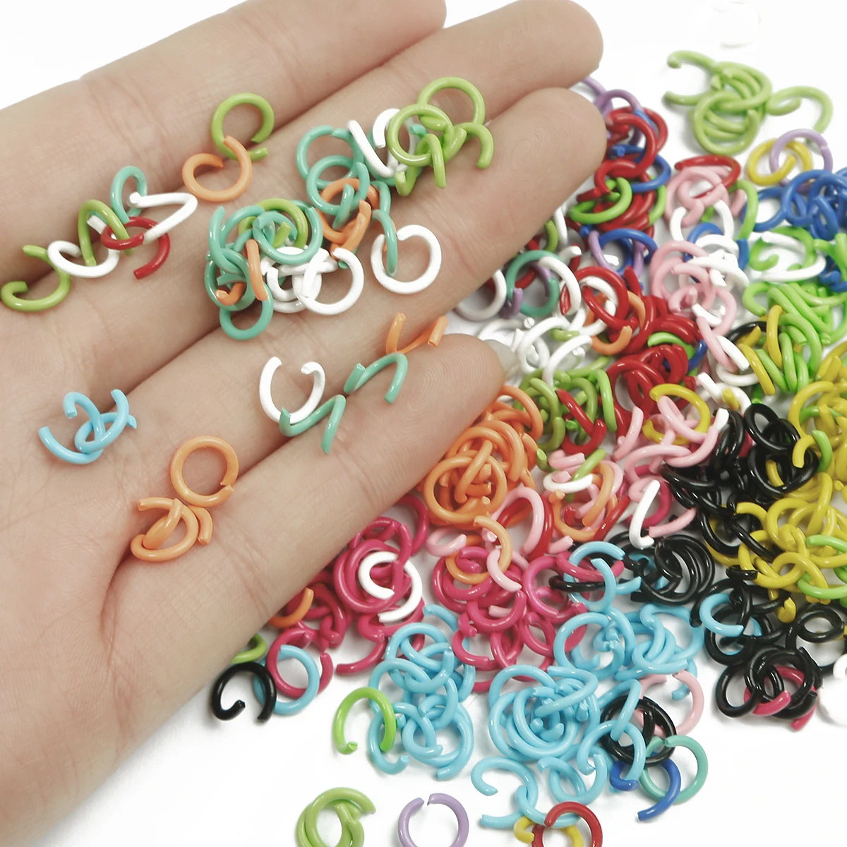 100Pcs Metal 8mm Mix Color 1.2mm Thickness Open Jump Split Ring Connector Single Loops Split Ring for jewelry making Findings