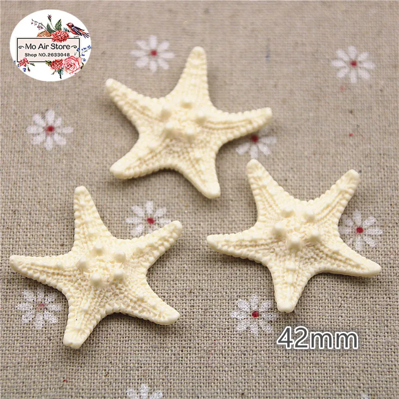 10PCS ivory 3D seastar Flat back Cabochon Miniature craft Art Supply Decoration Charm DIY Craft