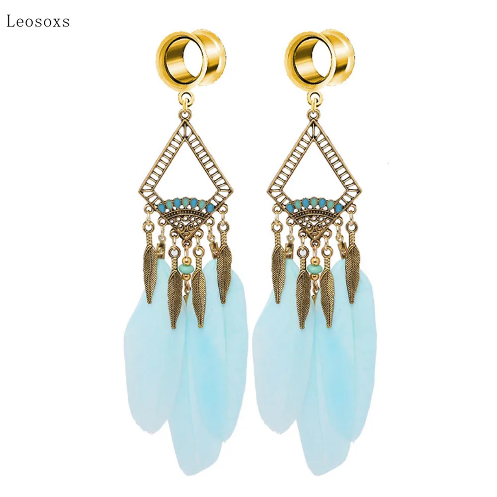 Leosoxs 2pcs Hot-selling Ethnic Style Asymmetric Geometric Pendant Earrings Exquisite Piercing Jewelry