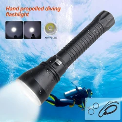 XHP70 Diving Flashlight IPX8 Waterproof Underwater 100M Deep Sea Professional Dive Torch With Hand Rope+2*26650+USB Charger