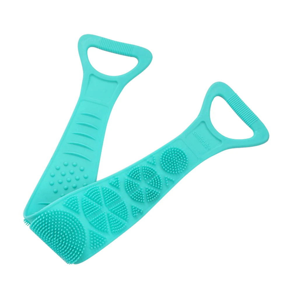 Brosse de bain en silicone pour le dos, épurateur doux, ceinture de bain en luffa, accessoires de massage extensibles pour le corps