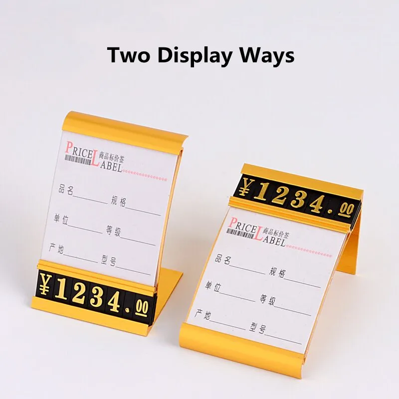 5 Pieces Adjustable Aluminum Base Number Combined Price Cube Tags Counter Price Label Card Sign Holder Display Stand