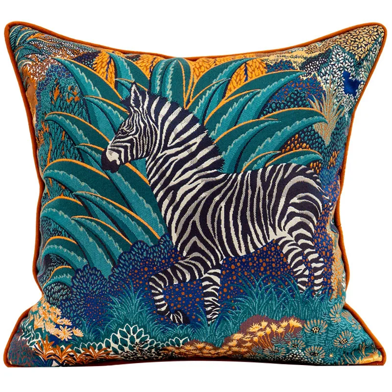 DUNXDECO Cushion Cover Decorative Pillow Case Modern Luxury Jungle Zebra Jacquard Art Design Coussin Sofa Chair Bedding Decor
