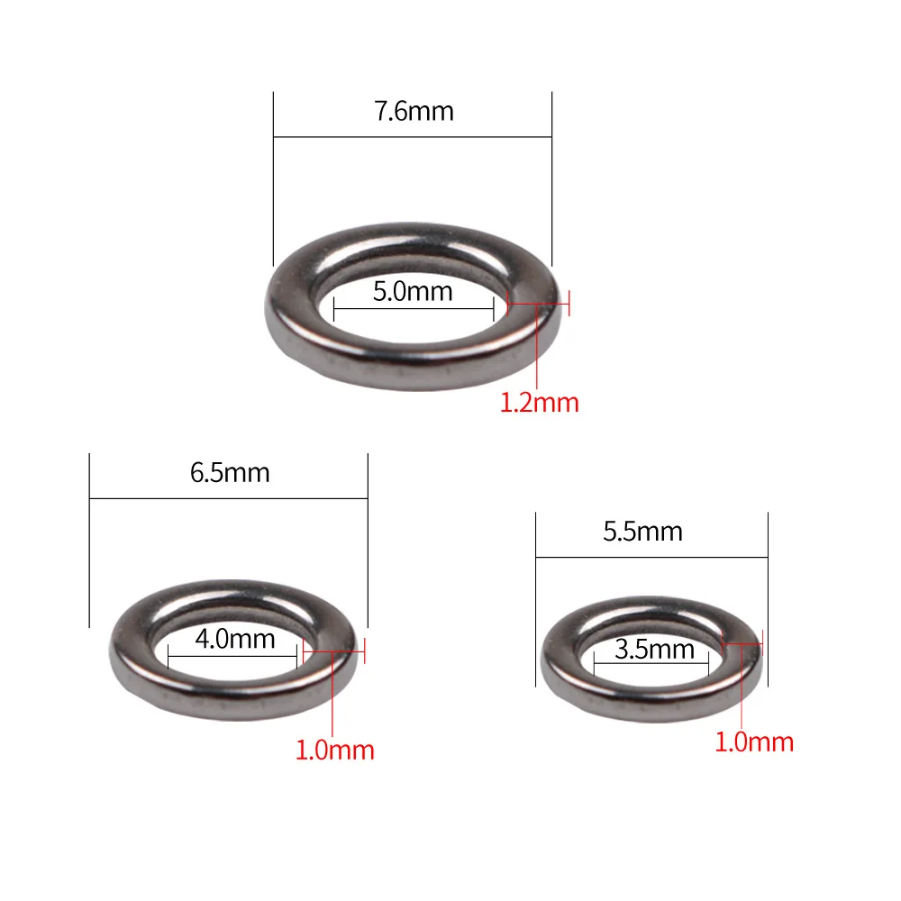 HYBOLAN 20pcs Connector Fishing Rings Stainless Steel seamless Single ring Strengthen Solid Ring Lure Connecting Fishing tool