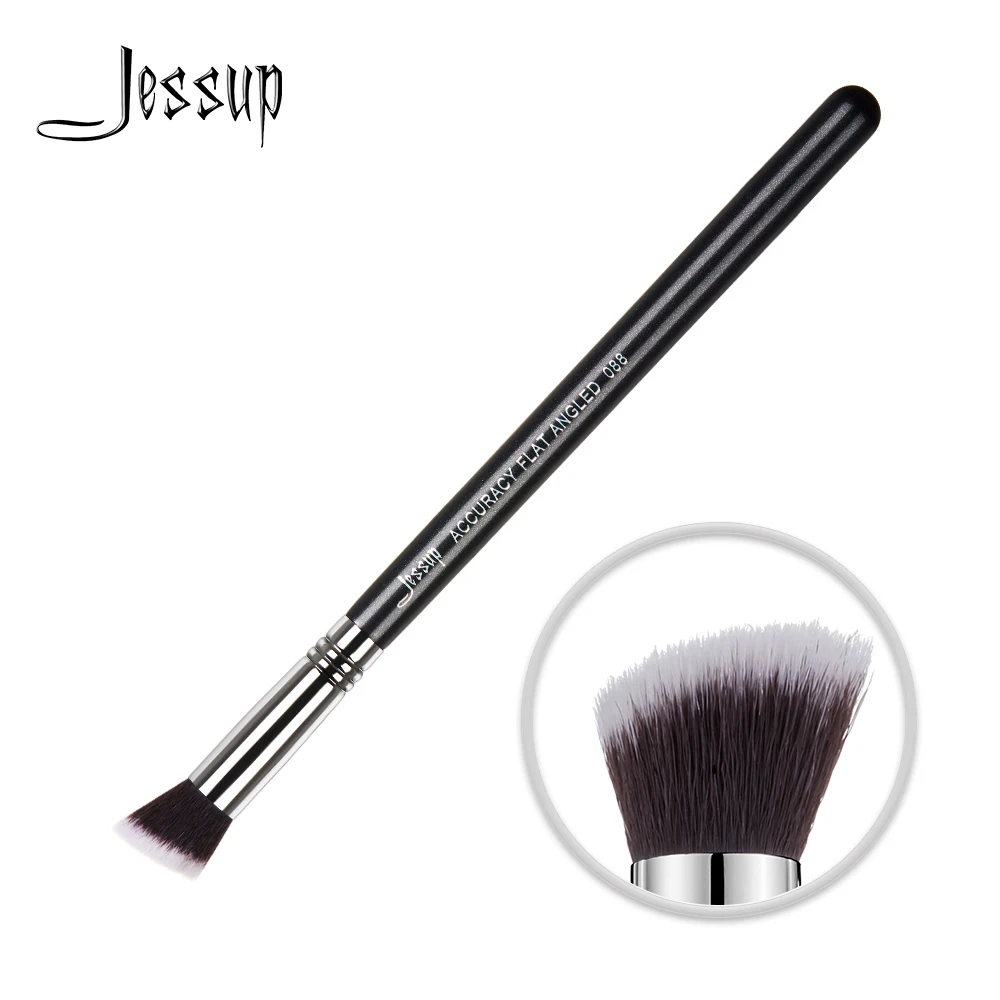 Jessup Single Face Makeup Brush Accuracy Flat Angled Synthetic Hair Black-Silver Wholesale Professional/Beginner 1Pcs 088