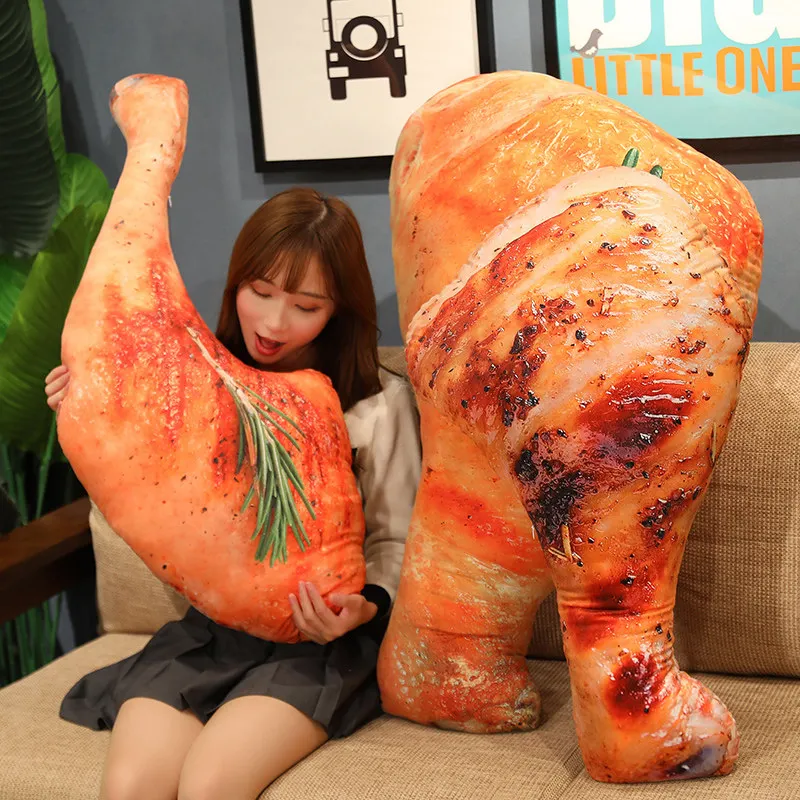 Cute Chives Simulation Food Real Life Leg Toy Chick Wing Drumstick Fried Roast Pillow Cushion Birthday