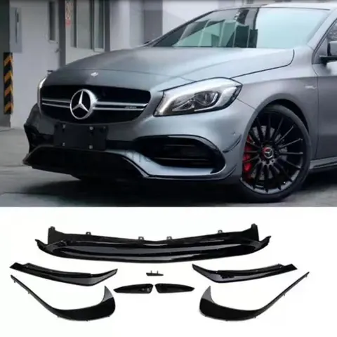 벤츠 W176 A200 A250 A45 AMG 해치백 스포츠 2016-2018 광택 블랙 프론트 범퍼 립 스포일러 스플리터 카나드 벤트 8 개 벤츠 W176 A200 A250 A45 AMG 해치백 스포츠 2016-2018 광택 블랙 프론트 범퍼 립 스포일러 스플리터 카나드 벤트 8 개