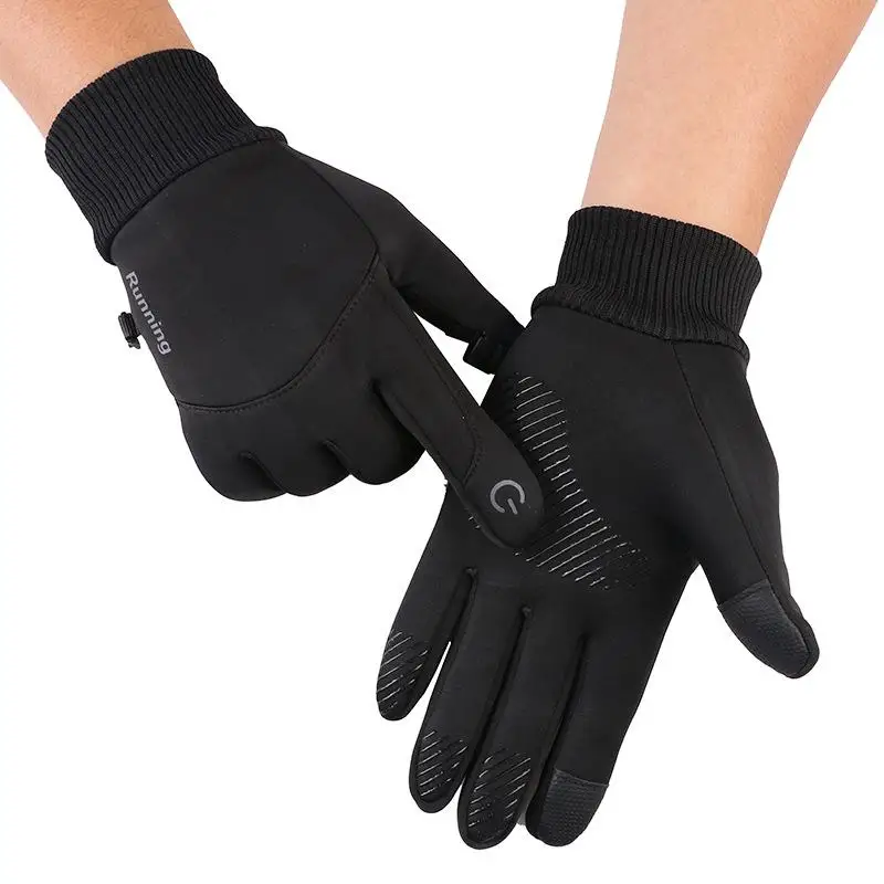 Guantes de dedo completo para hombre y mujer, para otoño e invierno, antideslizantes, calidez y Deportes de terciopelo, impermeables, para montar