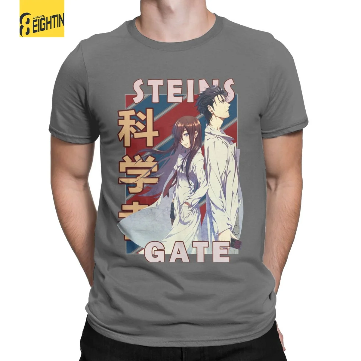 Fun Rintarou Okabe And Kurisu Makise Steins Gate T-Shirt Men O Neck 100% Cotton T Shirt Short Sleeve Tees Gift Idea Clothing