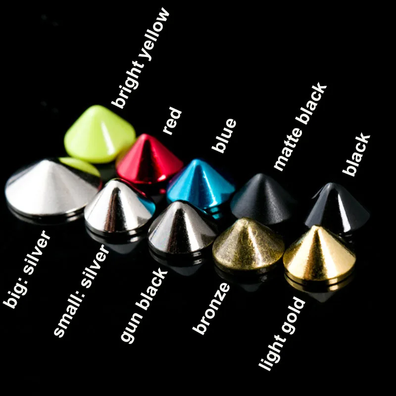 10pcs More Color Metal Bullet Cone Spike Punk Screwback Studs Bag Clothes Leather Craft Phone Case DIY Decor Accessories