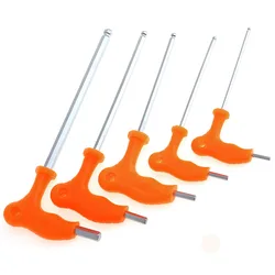 5pcs/set 3mm-8mm Crutch Hexagon Allen Key Wrench Tools Set T Handle Hex Wrench Spanner with Ball Head and Plastic Handles