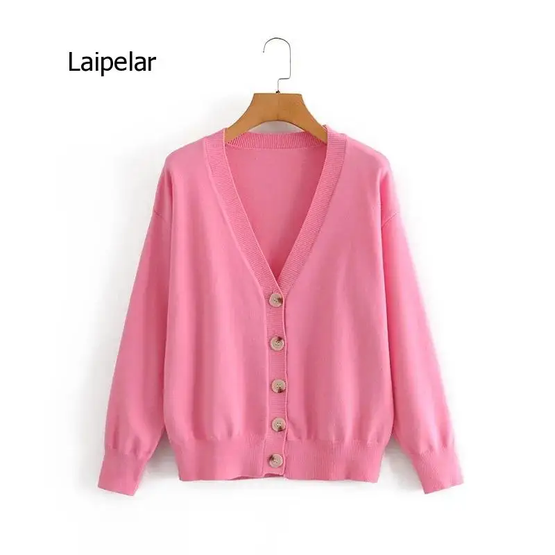 Women Oversized Thick Loose Knitted Cardigan Sweater Vintage Long Sleeve Button-Up Female Outerwear Chic Tops