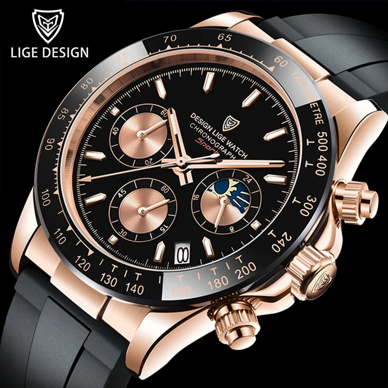 LIGE 2023 Men Watch Top Brand Luxury Waterproof Quartz watches Wrist Watches for Men Date Sports Silicone Clock Male Montre Homm