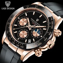 LIGE-Montre à quartz étanche pour homme, montres-bracelets de luxe, horloge en silicone, date, sport, marque supérieure, 2023