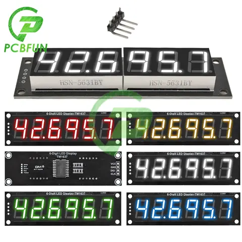 0.56 인치 TM1637 6 자리 7 세그먼트 5V 디지털 튜브 모듈 Arduino 용 흰색/빨간색/노란색/녹색/파란색 LED 디스플레이 모듈