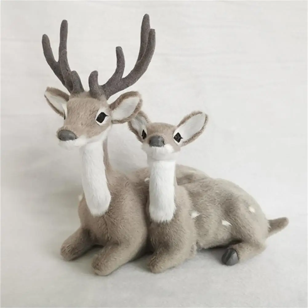 Christmas Simulation Sika Deer Reindeer Statue Flocking Realistic Deer Statue Delicate Deer Figurine Decoration for navidad noel