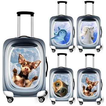 Housses de protection pour bagages de voyage animaux 3D, accessoires de voyage pour femmes, housse de valise pour animaux de compagnie, étui à roulettes, housses à bagages, 18-32 po
