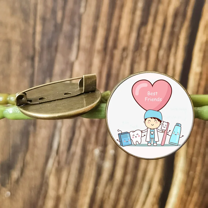 Love Your Teeth Brooches for Men Women Kids Tooth Dentist Creative Pattern Cartoon Lapel Pin Alloy Badges Brooch Gift