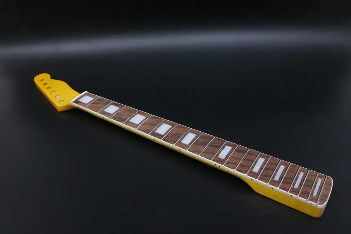 

New Guitar Neck 21fret 25.5inch Maple Rosewood Fretboard Block Inlay Yellow