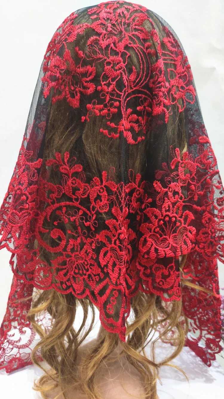 2020 New Design Embroidery Spanish Lace Mantilla Catholic Veil Factory