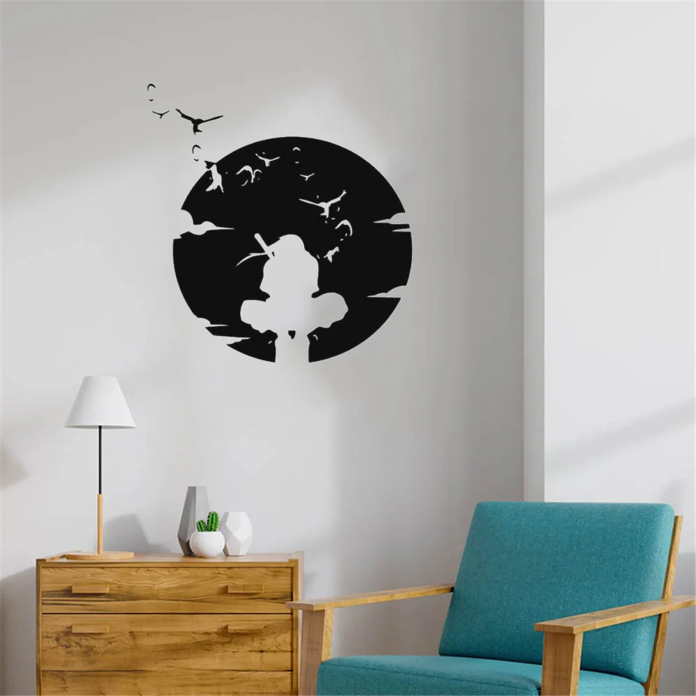 Anbu Itachi Dưới Trăng Decal Dán Tường Nhà Phòng Ngủ Trẻ Em Phòng Nghệ Thuật Anime Trang Trí Vinyl Có Thể Tháo Rời