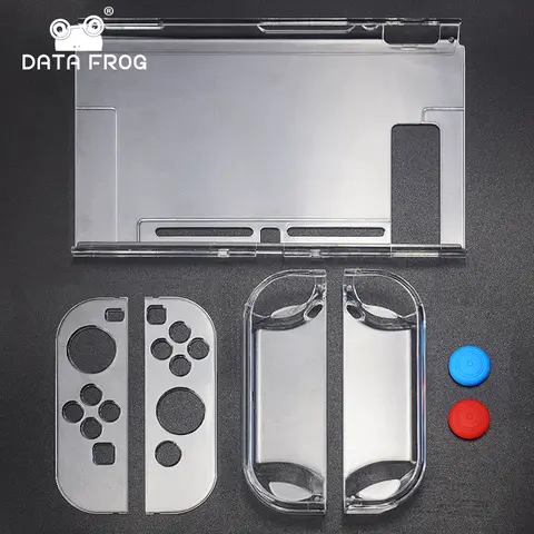 Data Frog Transparent Protective Case with Scratch Protection for Handheld Game Console Clear Hard Cover for Switch