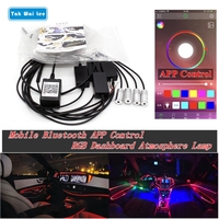 Tak Wai Lee 6M 4/5/6Pcs In 1 LED RGB Dashboard Atmosphere Strip Car Light Mobile Bluetooth APP Sound Music Control Interior Lamp