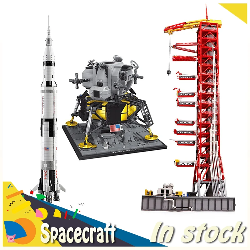 Aerospace Apollo Saturn V Transit Tower Airplane Lunar Lander Space Adventure Set Building Blocks City Toys Christmas Birthday