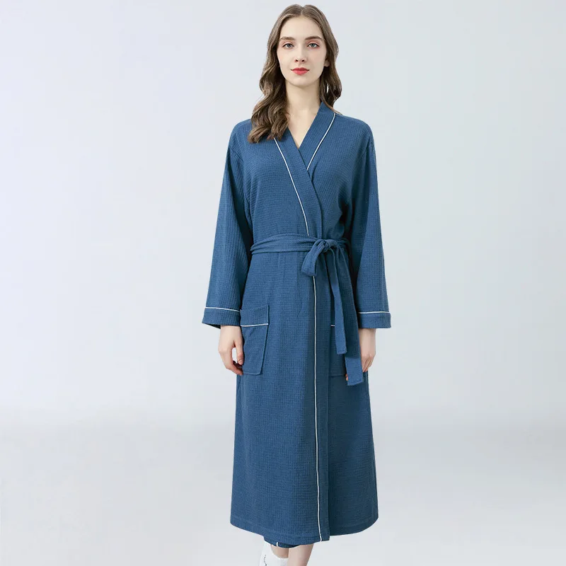 Las mujeres 100% de verano de algodón largo de novia de manga completa de salón dormir batas Kimono traje de baño ropa de noche de mujeres ropa de dormir