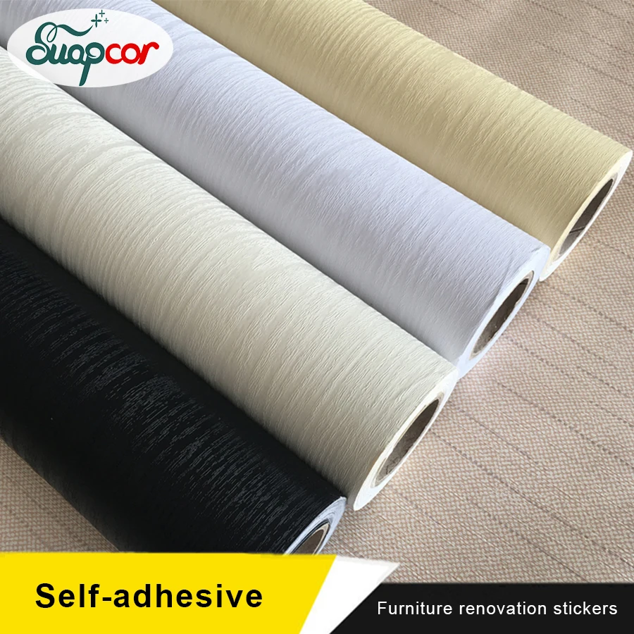 PVC Self Adhesive Wallpaper Furniture Renovation Stickers Waterproof Kitchen Cabinets Wardrobe Door Wood Decorative Boeing Film