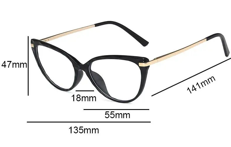 Mode Cat Eye Frauen Lesebrille Anti Blau Licht TR90 Frühling Scharnier Presbyopie Brillen Klare Linse Brillen – Detail 7