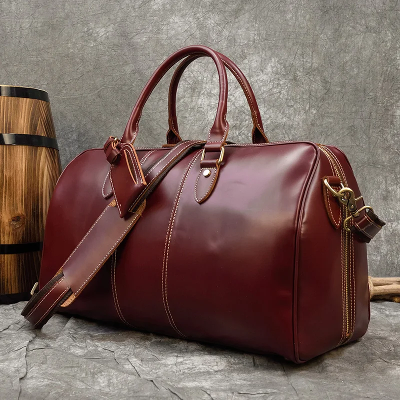 Real leather travel bags hand luggage for woman Duffle Bag Genuine Leather Weekender Bag Travelling Bags men women top grade