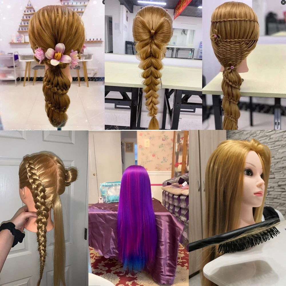 Head Dolls For Hairdressers 65cm Hair Synthetic Mannequin Head Hairstyles Female Mannequin Hairdressing Styling Training Head