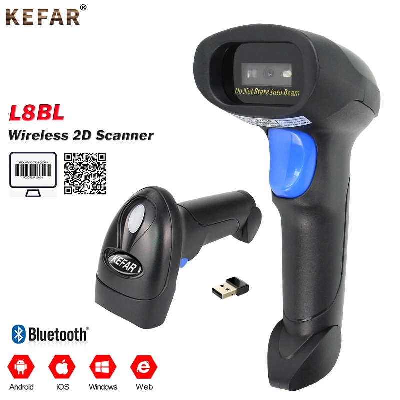 Bluetooth Wireless 2D Barcode Scanner A6 with Charged Base and L5 Wired QR Bar Code Reader For Warehouse Supermarket