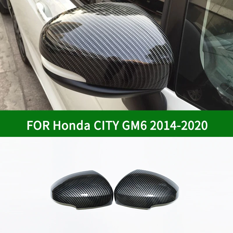 For Honda CITY GM6 2014-2020 car Rearview mirror cover trim, Honda Ballade Grace black carbon fibre Side Mirror Covers 2015 2017