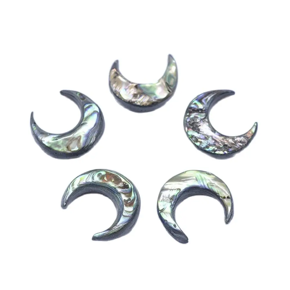 

5~10pcs Natural Moon Shape Abalone Shell/Paua Shell Cabochons For Jewelry Making DIY Photo Pendants accessories F65