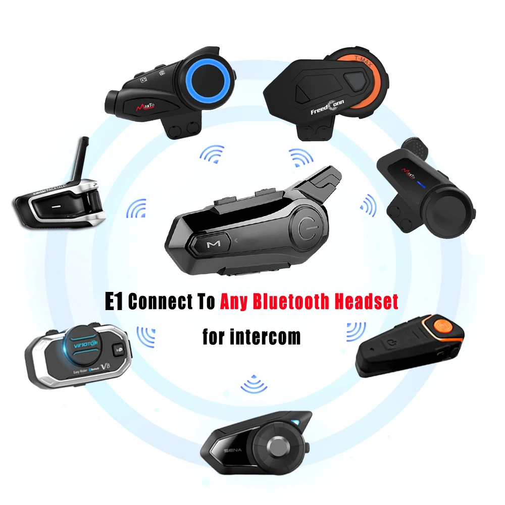 1/2Pcs E1 for 2 Rider Bluetooth Motorcycle Helmet Intercom Headsets,Bt Wireless Communication Intercomunicadores Motorbike Music