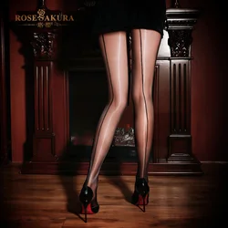 Aurora Sexy Oil Shiny Seamed Stockings for Women High Elastic Open Crotch Pantyhose Clubwear Seamed With Back Seam Tights