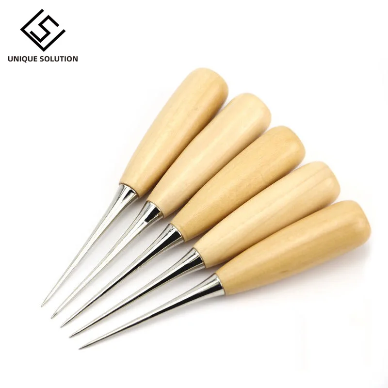 Professional Leather Wood Handle Awl Tools For Leathercraft Stitching Sewing DIY handmade leather sewing belt sheath awl