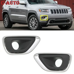 Chrome Front Bumper Fog Light Trim Cover Fog Light Frame cover trim 68143078AB 68143079AB For Jeep Grand Cherokee 2014-2016