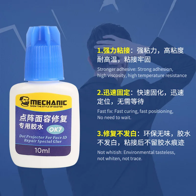 Thợ Cơ Khí OK7 Mặt ID Đặc Biệt Keo 10ML Cho Điện Thoại X XS Xsmax 11 11pro 12 12pro 12Prmax Chấm ma Trận Sửa Chữa Keo
