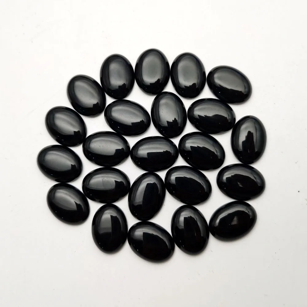 

fashion Natural Stone black agates oval cab cabochon 15x20MM Beads for jewelry making Ring accessories 24Pcs/lot Free shipping