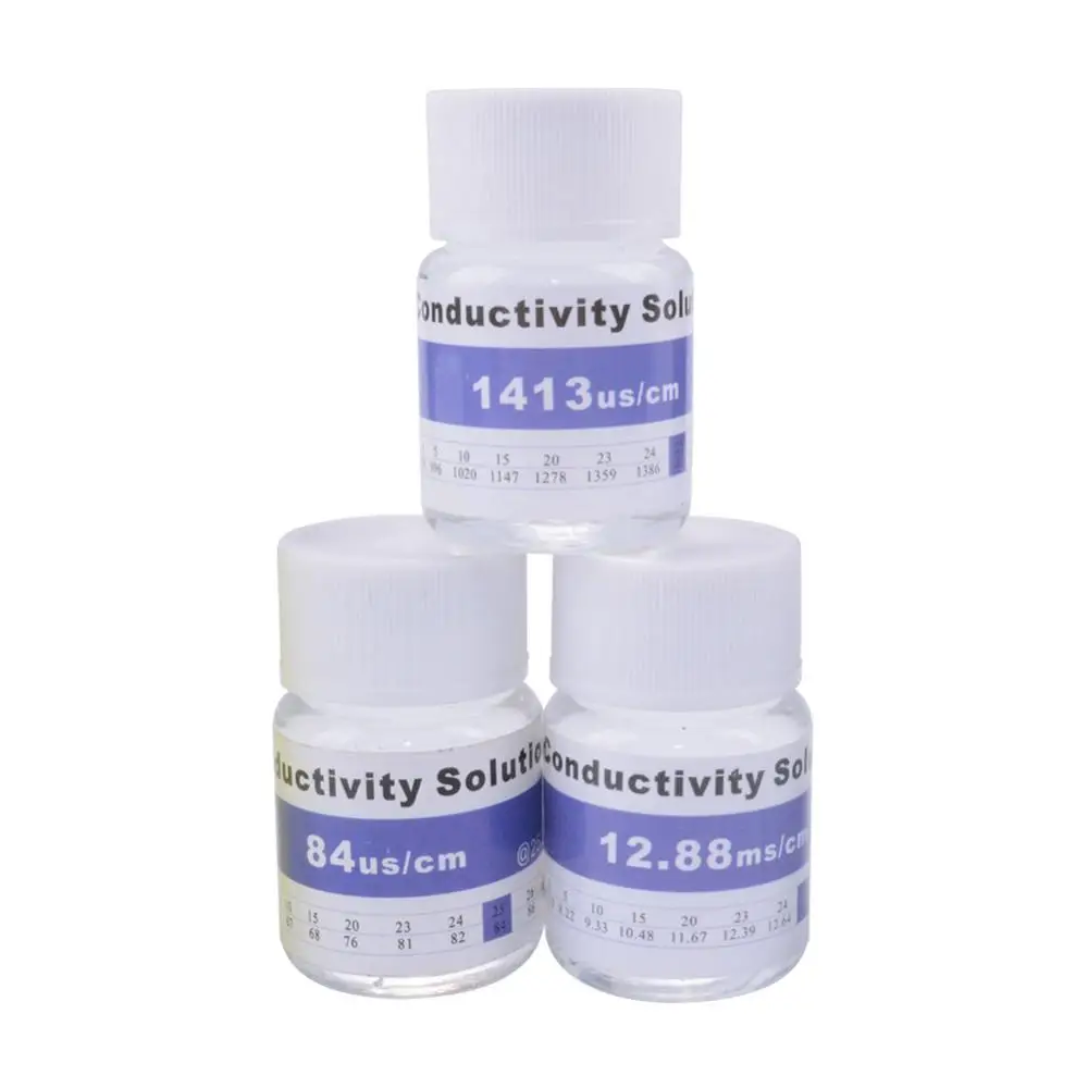 Solução de teste PH e ORP para testador EC TDS, pó polvilhante, 25ml, 84us/cm, 1413us/cm, 12.88 ms/cm, 35PPT 1382