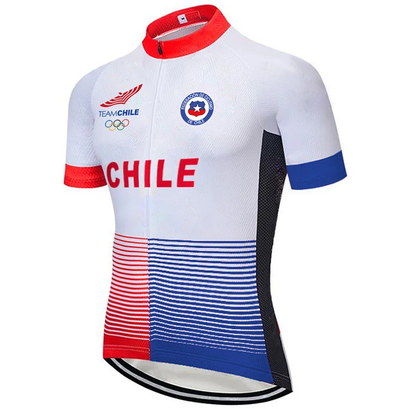 

Chile Outdoor Cycling Jersey Bike Jacket MTB Wear Pro Race Short Shirt Breathable Men Fashion Full Zipper Sport white Summer Top