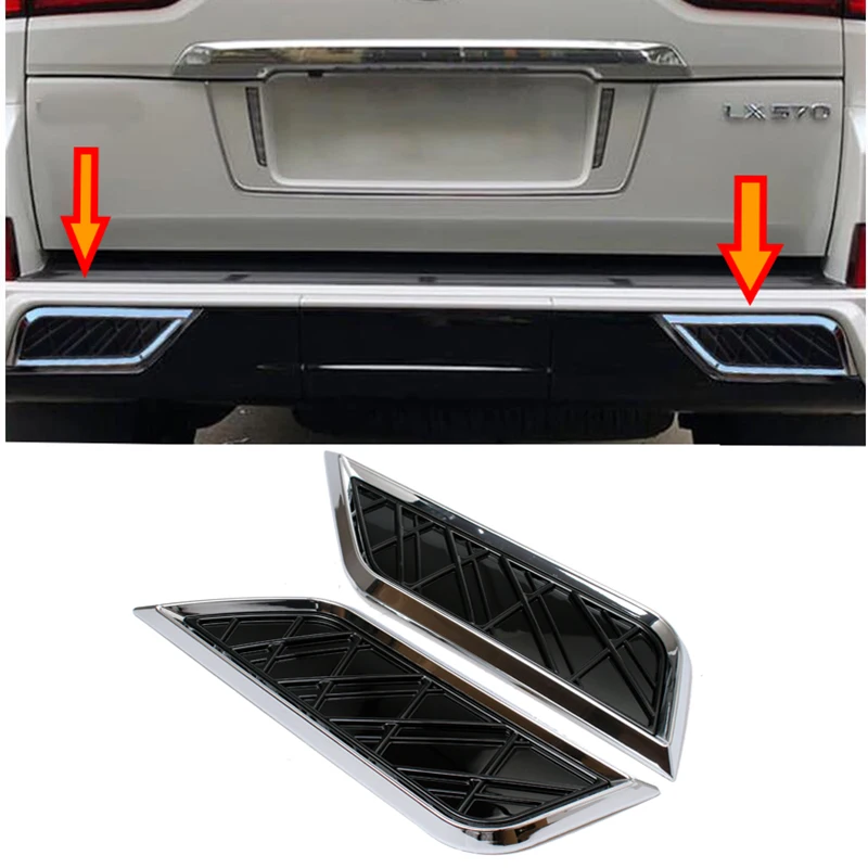 

ABS Chrome Black Car Exterior Rear Bumper Guard Styling Trim For Lexus LX570 2016 2017 2018 2019 2020 2021 Accessories 2pcs