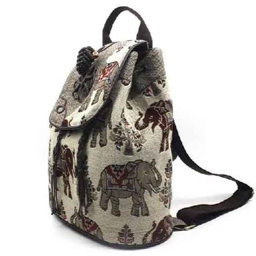 Bohemian cotton and linen school bag travel backpack student school bag woven shoulder bag Canvas Backpack Women Sac A Dos Femme